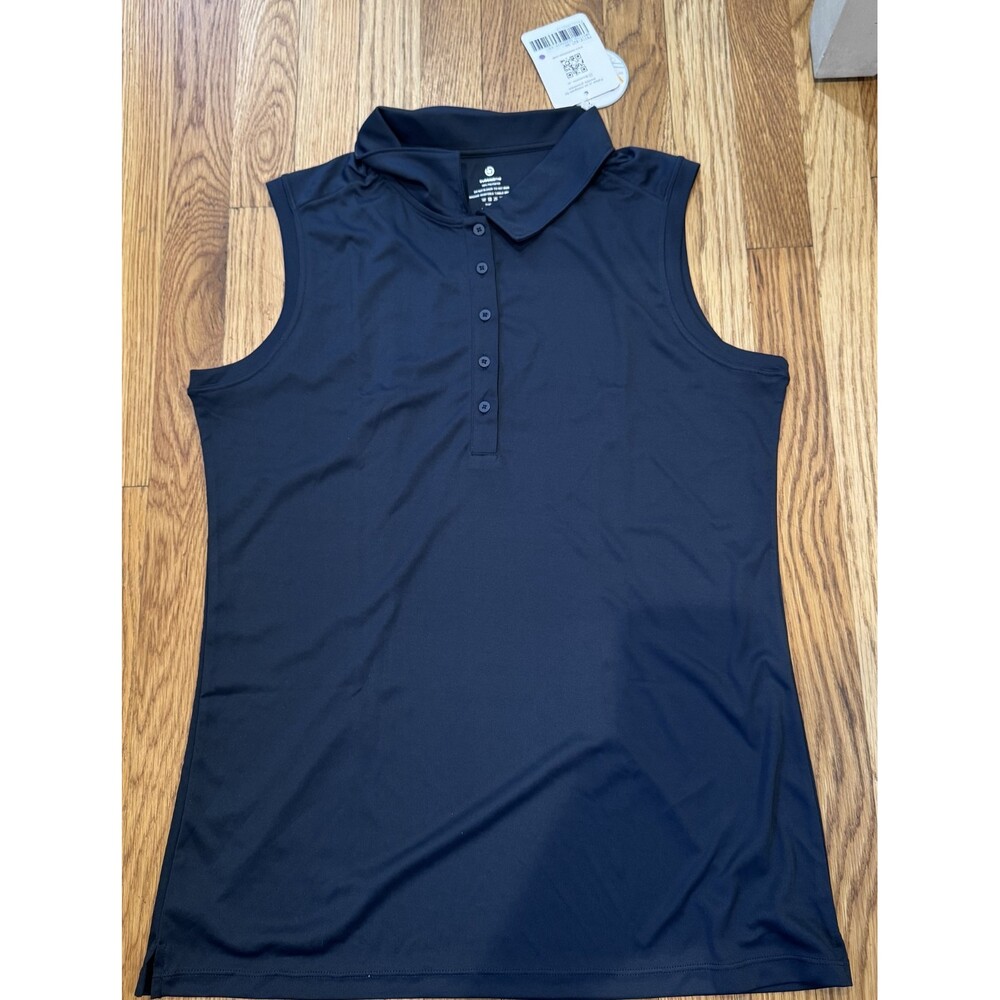 Nwt Womens Bubblelime Navy Blue Sleeveless Golf Long Henley Shirt 2XL